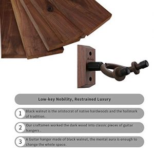 3 Pack Black Walnut Guitar Wall Mount - Premium Hanger for Acoustic, Electric, Bass & Ukulele Guitars - Image 3
