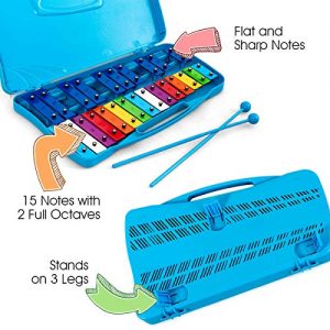 Xylophone w/Case, Colorful Musical Toy w/Clear Tuned Metal Keys - Image 6