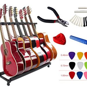 YMC Folding Multiple Guitar Stand – Holds 7 Guitars, Includes Picks, String Winder, and Accessories for Acoustic, Electric, and Bass Guitars - Image 5