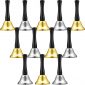 12 Pieces Metal Hand Bells Call Bell Service Hand Bells Black Wooden Handle Handbells Metal Handbells Musical Percussion for Schools (Silver and Gold)