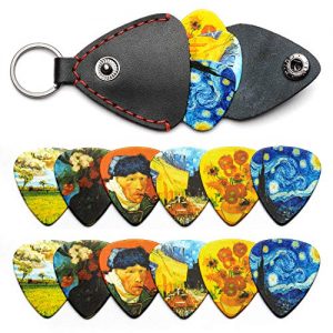 Van Gogh 12 Pack Guitar Picks with 100% Leather Picks Holder - Image 2