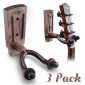 Guitar Wall Mount, Black Walnut Guitar Wall Hanger, Guitar Hook Stand Accessories for Acoustic Electric Bass Ukulele Guitar Holder (3 Pack)