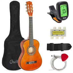 Best Choice Products 30in Kids Classical Acoustic Guitar Beginners Set w/Carry Bag, Picks, E-Tuner, Strap - Brown