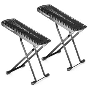 Neewer 2 Pack Guitar Foot Rest, Made of Solid Iron, Provides Six Easily Adjusted Height Positions, Excellent Stability with Rubber End Caps and Non-slip Rubber Pad