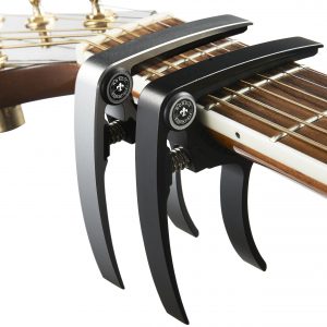 Nordic Essentials Aluminum Metal Universal Guitar Capo, 1.2 oz (2 Pack) - Black and Silver