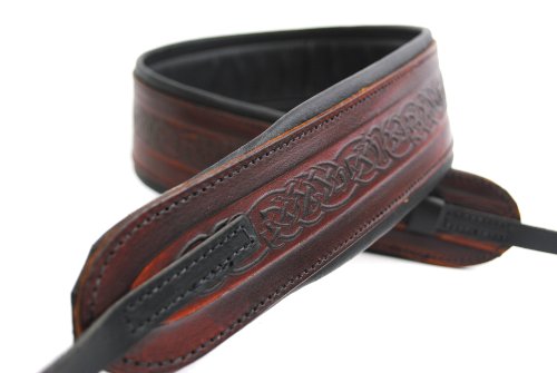 Premium Leather Banjo Strap – Adjustable, Celtic Design with Padded Comfort