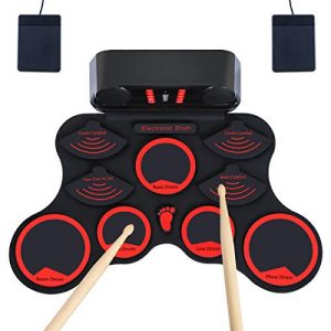 Electronic Drum Set, JEVDES Roll Up Drum Set for Kids, Portable Beginners Electric Drums with Rechargeable Battery, Up to 10hours playing time, Great Gift for Kids & Beginners