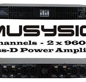MUSYSIC MU-D9600 Professional 4-Channels 2x9600 Watts D-Class 1U Power Amplifier