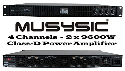 MUSYSIC MU-D9600 Professional 4-Channels 2x9600 Watts D-Class 1U Power Amplifier