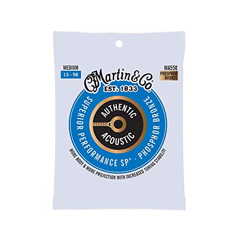 Martin Guitar MA550 Authentic Acoustic Medium Guitar Strings, 92/8 Phosphor Bronze