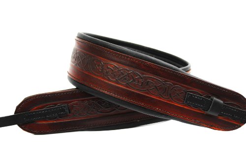 Premium Leather Banjo Strap – Adjustable, Celtic Design with Padded Comfort