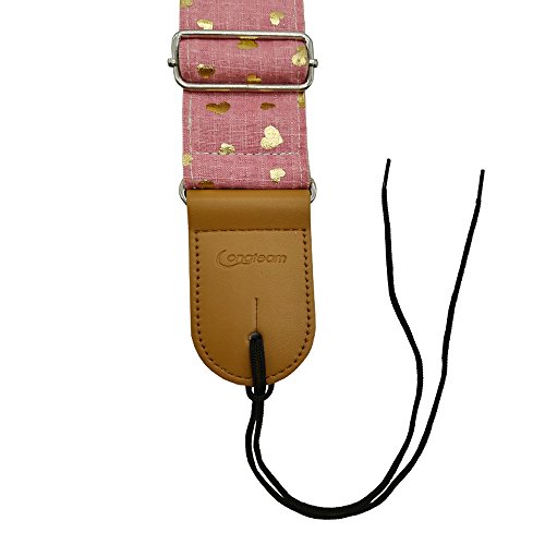 Xinlinke Girls Guitar Strap Pink Cotton Heart Pattern Electric
