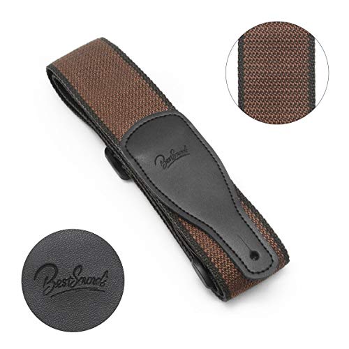Guitar Strap 100% Soft Cotton and Genuine Leather Ends