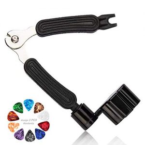 ACEBON Guitar String Winder String Cutter Pin Puller - 3 in 1 Multifunctional Guitar Maintenance Tool with 3 Pieces Guitar Picks