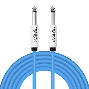 Electric Guitar Instrument Cables 10 Ft- 3 M 1/4 Inch Straight to Right Angle Bass Keyboard AMP Instrument Cable, with Blue TPE Insulate Jacket, pro Audio- Single