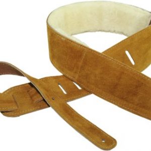 Perri’s Leathers Ltd. Guitar Strap, 2.5” Wide Soft Suede, Super Soft Sheepskin Fur Pad, Adjustable Length, (DL325S-200) Natural, Made in Canada
