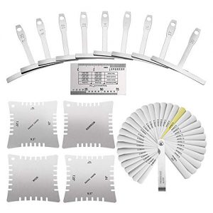 15 Pieces Guitar Luthier Tools Set Including 32 Blades Feeler Gauge,4 Guitar Notched Radius Gauges, 9 Understring Radius Gauge and String Action Ruler Gauge Tool for Guitar and Bass Setup