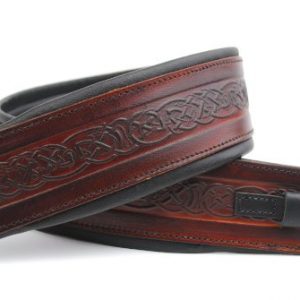 Celtic Brown Leather Padded Banjo Strap - UK Made.