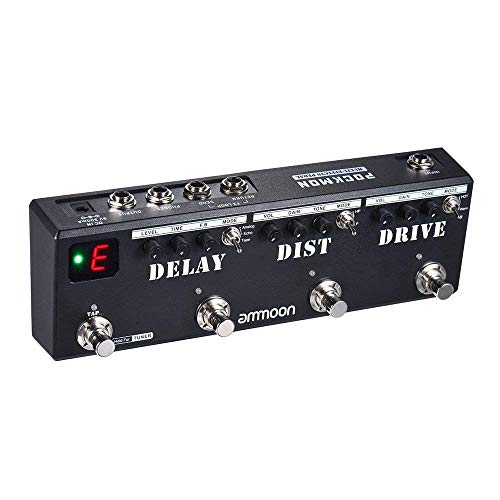 ammoon Guitar Effect Pedal POCKMON Multi-Effects Pedal Strip with Tuner Delay Distortion Overdrive FX Loop Tap Tempo