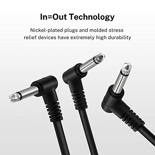 Donner 12 Inch Guitar Effect Pedal Patch Cables Black