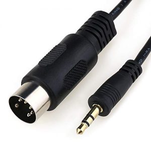 MOBOREST 3.5mm(1/8inch) TRS to 5-Pin DIN MIDI Cable Adapter Connect an Speaker, Amplifier, Mixer to MIDI Keyboard, Synthesizer, Guitar and Other European Type Stereo Equipment -3Feet