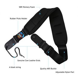 Bass Strap Padded Guitar Strap with Leather Ends - Image 2