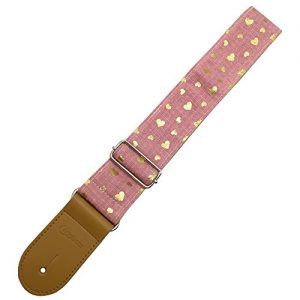 Xinlinke Girls Guitar Strap Pink Cotton Heart Pattern Electric - Image 3