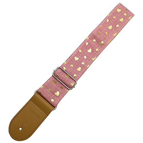 Xinlinke Girls Guitar Strap Pink Cotton Heart Pattern Electric