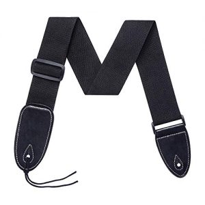 IHOBOR Guitar Strap 100% Soft Cotton & Genuine Leather Ends, Guitar Shoulder Straps for Acoustic, Classical, Electric and Bass Guitars