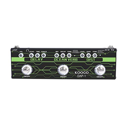 Koogo Guitar Multi Effect Pedal Delay Reverb Distortion 3-in-1 Effects Pedals For Electric Guitar …
