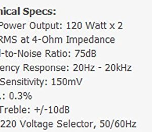 Home Audio Power Amplifier System - 2x120W Dual Channel - Image 3