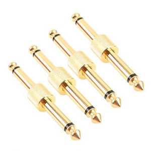Devinal Professional Guitar Pedal Coupler, 1/4 inch TS Guitar Effects Pedal to Pedal Connector Straight Type, Gold Planted (4 Pack)