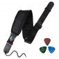 Bass Strap Padded Guitar Strap with Leather Ends and 3.7 inch Wide Neoprene SBR Memory Foam plus Inside Pick Holder Adjustable Length from 43 Inch to 53 Inch for Heavy Bass and Guitars