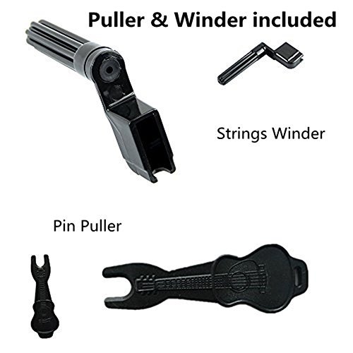 3 Sets Acoustic Guitar Strings Winder Kit with Pin Puller, Plastic Bridge Pins & Picks – DIY Guitar String