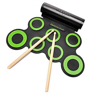 roboller Set, Portable Electronic Built-In Speaker (DC Powered) -Digital Roll-Up Touch 7 Labeled Pads and 2 Foot Pedals, Midi Drum Up to 10H Playing Time, Holiday Gift for Kids, 3