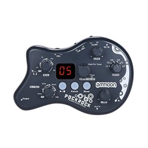ammoon PockRock Guitar Pedal Portable Multi-effects Processor Effect Pedal 15 Effect Types 40 Drum Rhythms Tuning Function with Power Adapter-Dark Grey
