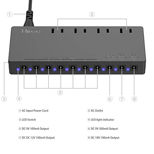 Hiree Guitar Pedal Power Supply Adapter Station Distributor