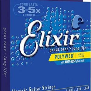 Elixir Strings Electric Guitar Strings w POLYWEB Coating, Light (.010-.046)