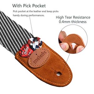 Guitar Strap Vintage Tweed 100% Cotton and Genuine Leather - Image 5