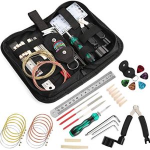 TIMESETL 26 Pcs Guitar Repair and Setup Tool Kit for Guitar Ukulele Bass Mandolin Banjo, Cleaning Maintenance Accessories Set with Convenient Case