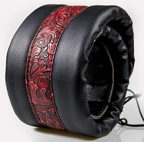 Guitar Strap Neoprene Soft 3.5in for Bass Acoustic Electric Guitar Leather Top (red)