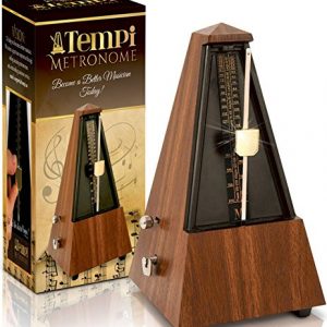 Tempi Metronome for Musicians (Plastic Mahogany Grain Veneer) with 2 Year Warranty, E-Book, 2 Months Free Music Lessons
