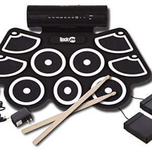 RockJam Portable MIDI Electronic Roll Up Drum Kit with Built in Speakers, Power Supply, Foot Pedals and Drumsticks