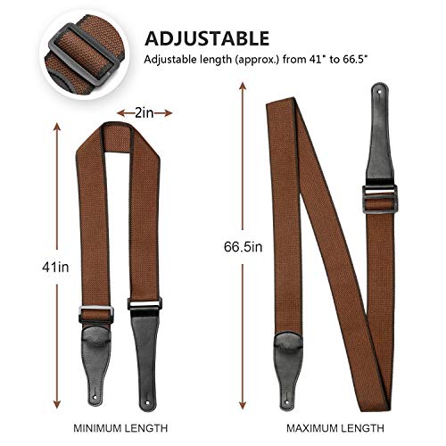 Guitar Strap 100% Soft Cotton and Genuine Leather Ends