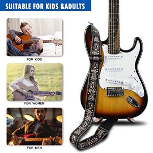 Dulphee Guitar Strap Vintage Printed, Adjustable Polyester Shoulder Strap - Image 4