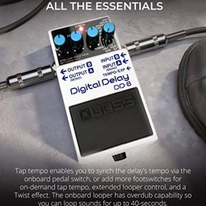 BOSS Digital Delay Guitar Effects, Pedal Bundle with Blucoil Slim - Image 4
