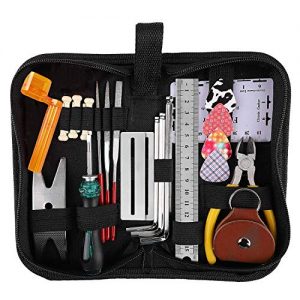 Medeer 26PCS Guitar Repair Tool Kit Wire Plier,String Organizer,Fingerboard Protector,Hex Wrenches,Files,String Ruler Action Ruler,Spanner Wrench,Bridge Pins for Guitar Ukulele Bass Mandolin Banjo