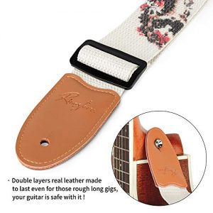 Guitar Strap Vintage Tweed 100% Cotton and Leather Ends Shoulder Strap - Image 3