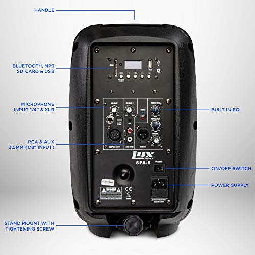 LyxPro SPA-8 Compact 8" Portable PA System, 100-Watt