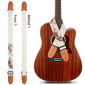 Guitar Strap Vintage Tweed 100% Cotton and Leather Ends Shoulder Strap - Image 5